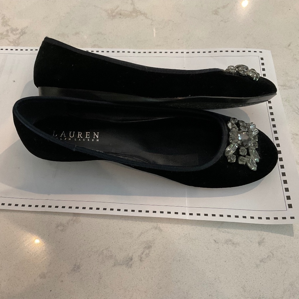 Ralph Lauren flats velvet rhinestones